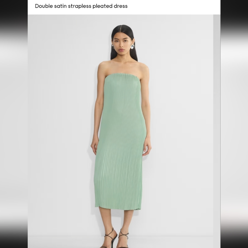 Aritzia Strapless Pleated Dress - Sage Green -Size Small